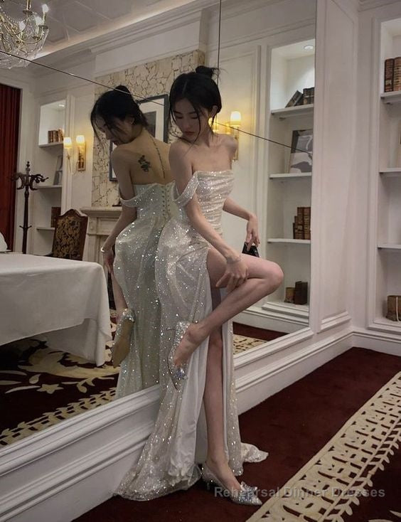 Shinny High Slit Women Formal Evening Party Prom Gowns Main image