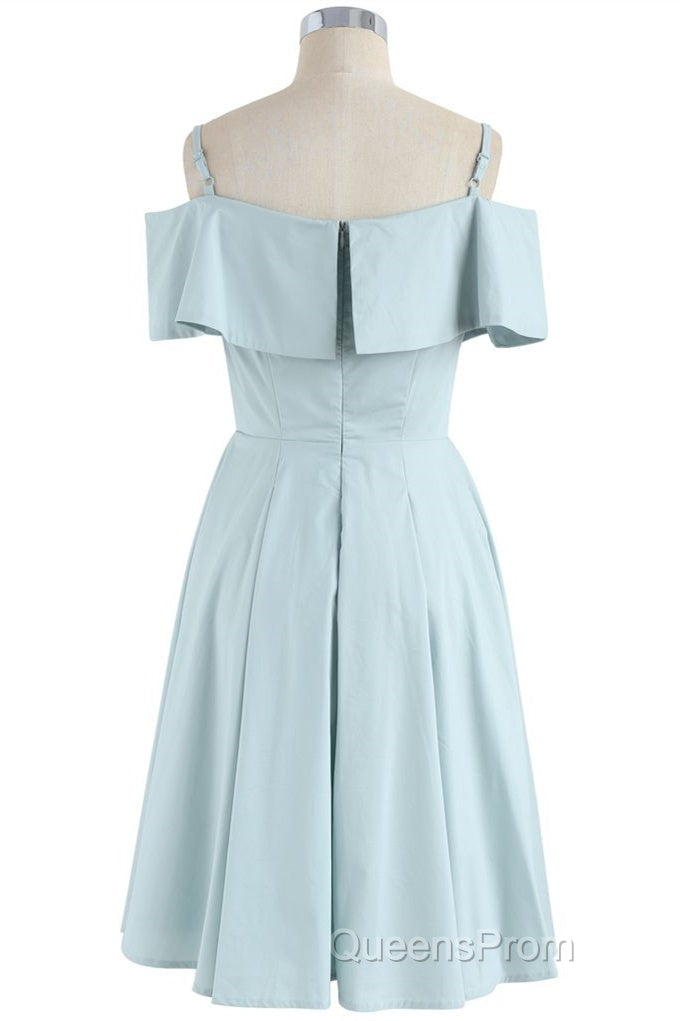 Mint Cold-Shoulder Ruffled A-Line Short Dress Secondary image
