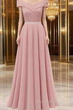 Womens Lace Bridesmaid Dress A-Line Off Shoulder Floral Lace Chiffon Evening Prom Dress