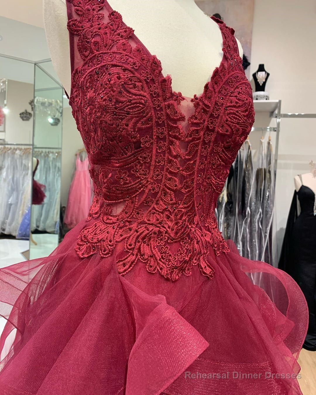 Burgundy Short Homecoming Dress, Backless 6189 Secondary image