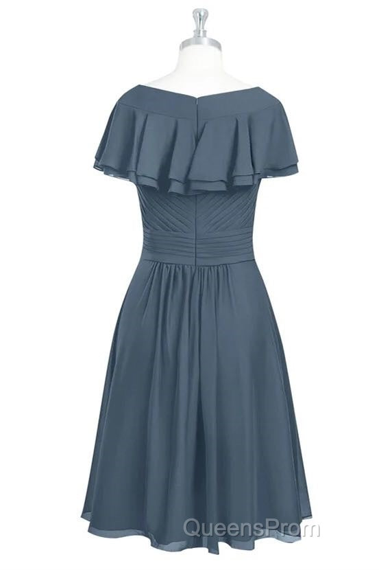 Red Chiffon V-Neck Ruffled A-Line Short Bridesmaid Dress Secondary image