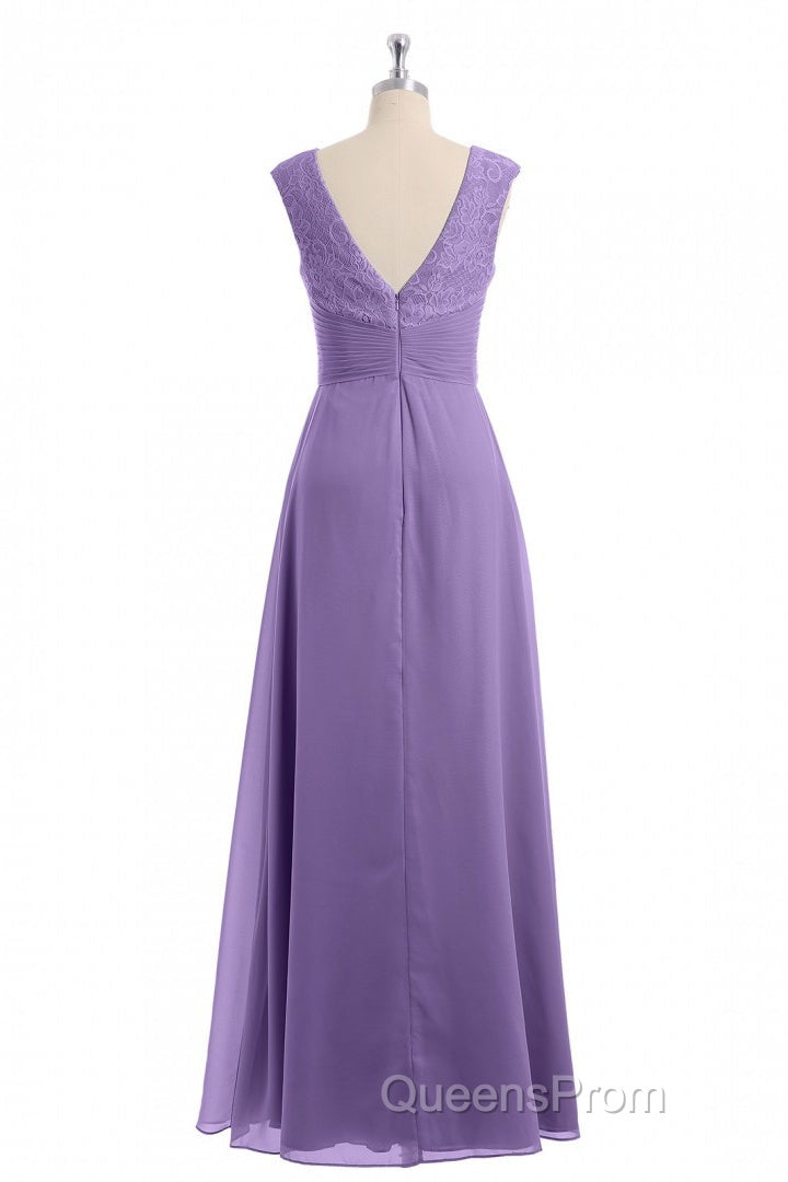 Lavender V-Neck Twist-Front A-Line Long Bridesmaid Dress Secondary image