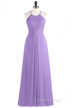 Sage Green Chiffon Halter Backless Long Bridesmaid Dress