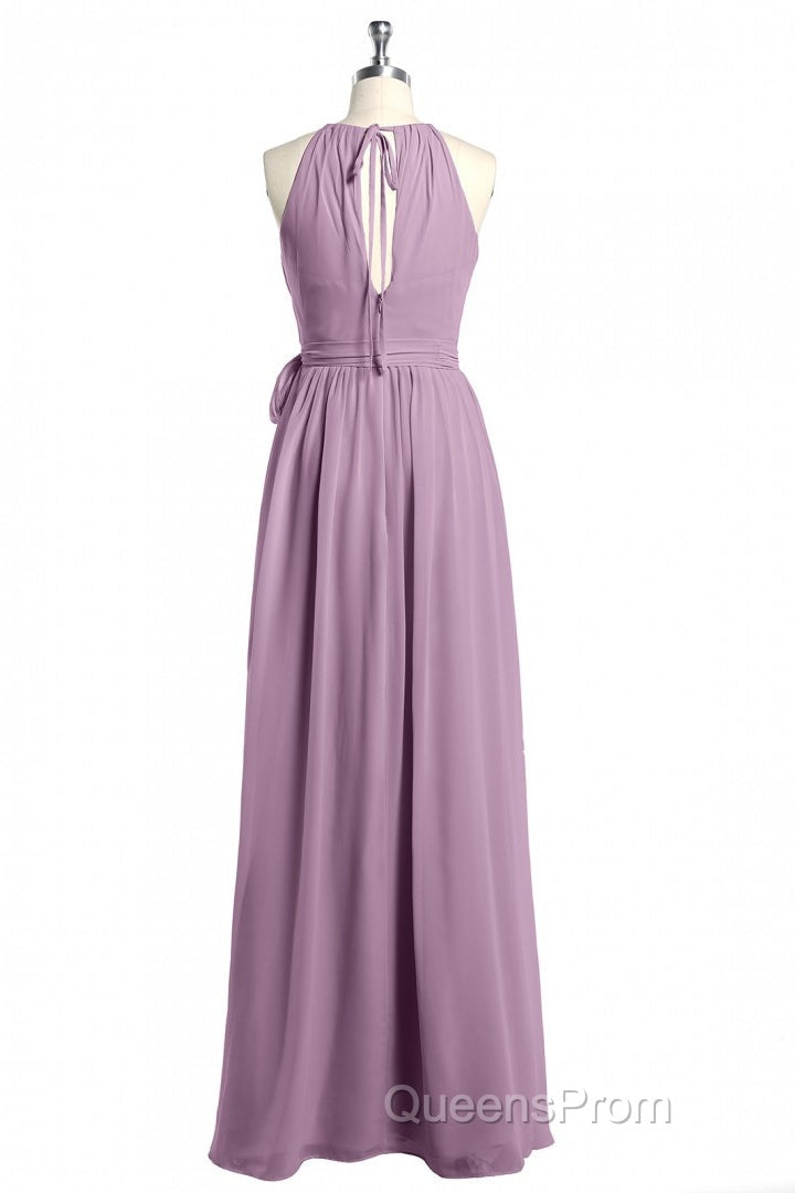 Dusty Purple Halter Keyhole Back Long Bridesmaid Dress Secondary image