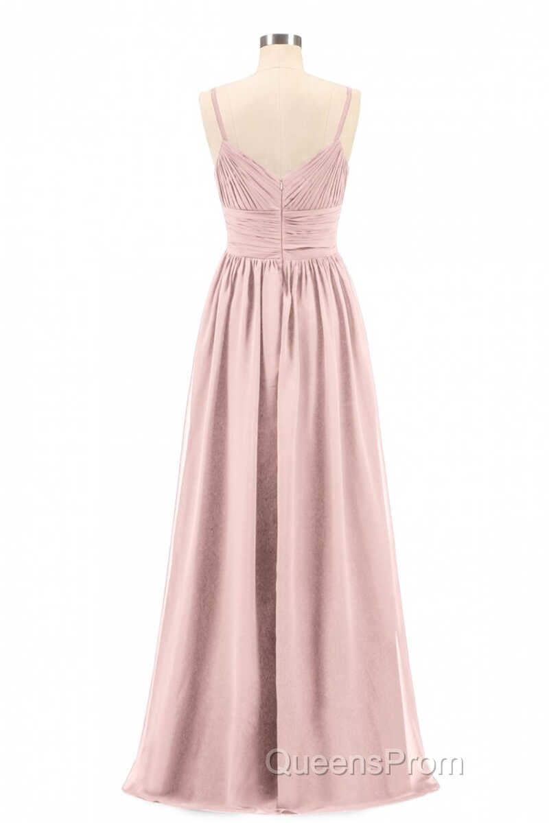 Dusty Pink Spaghetti Straps Banded Waist Long Bridesmaid Dress Secondary image