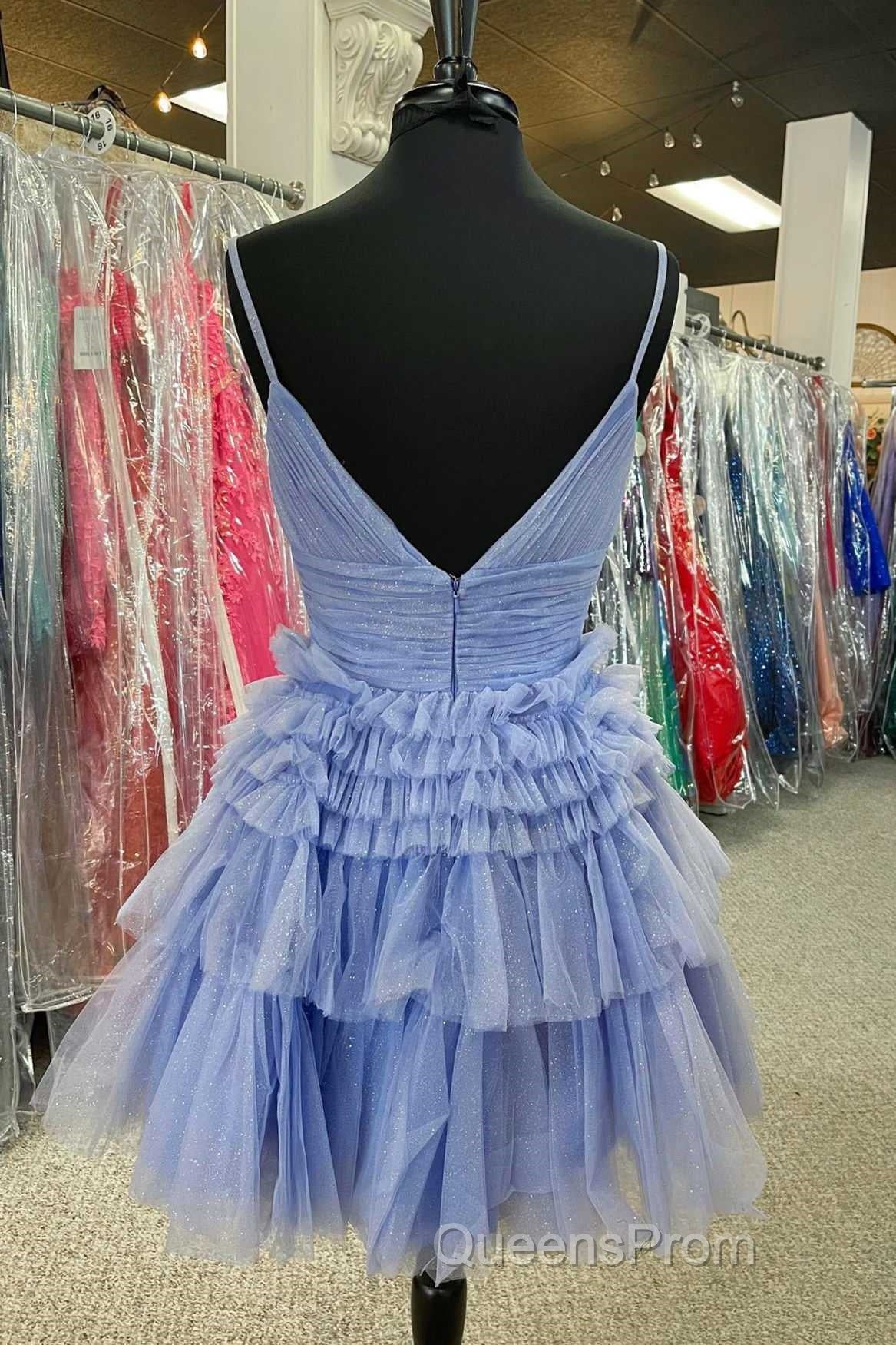 Multi-Tiered V-Neck Backless A-Line Short Party Dress Secondary image