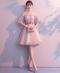 Cute Tulle Round Neck Short Prom Dress Tulle Homecoming Dress