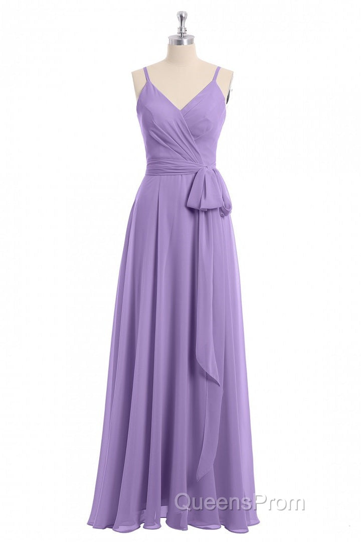 Lavender Spaghetti Straps Tie-Side Long Formal Dress Secondary image
