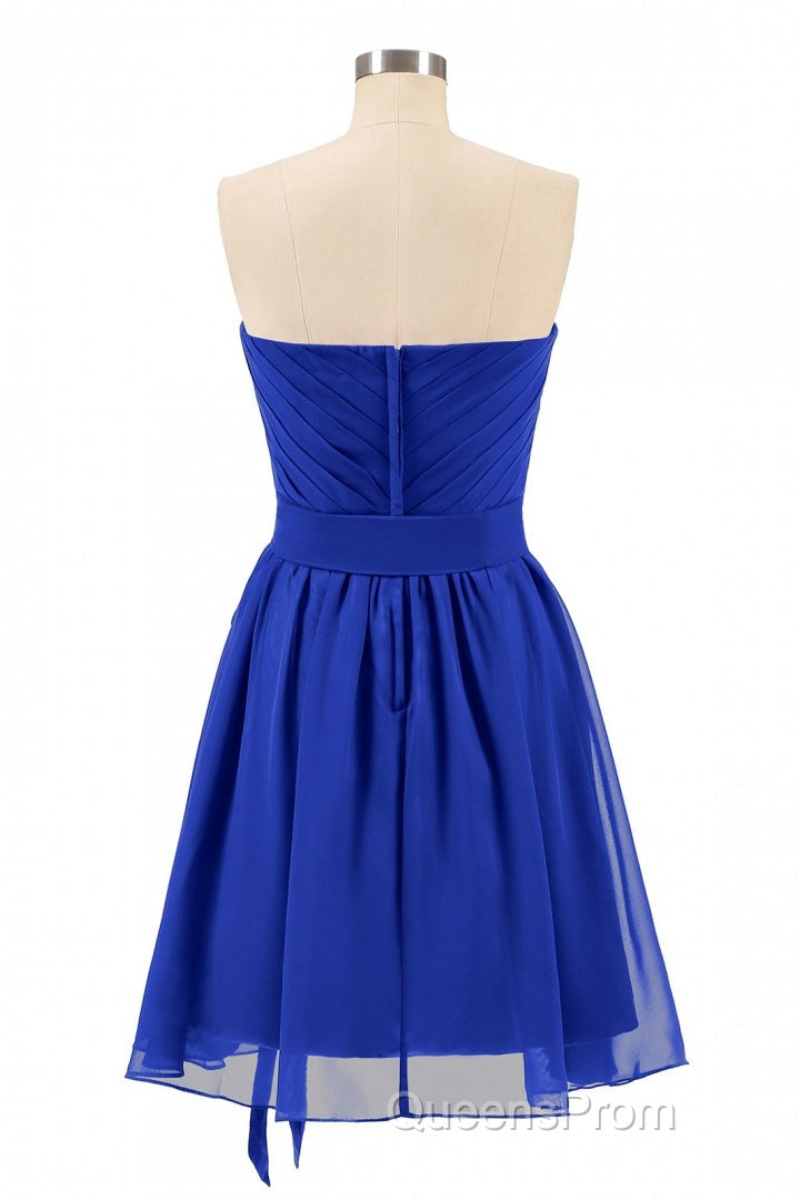 Royal Blue Sweetheart Tie-Side Short Bridesmaid Dress Secondary image