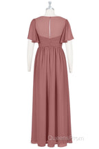 Brown V-Neck High-Waist Long Maternity Bridesmaid Dress