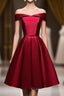 Simple Satin Burgundy Short Evening Prom Dress, Burgundy Homecoming Dress