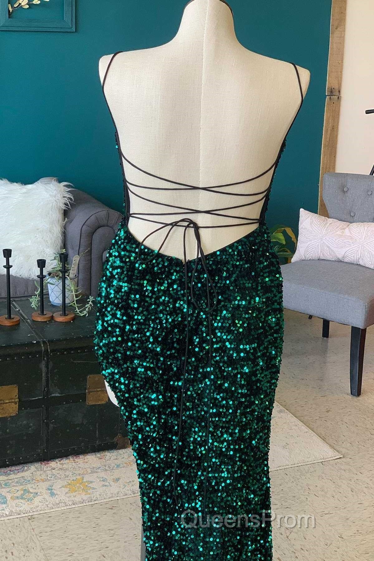 Red Sequin Cowl Neck Lace-Up Back High-Low Evening Prom Dress