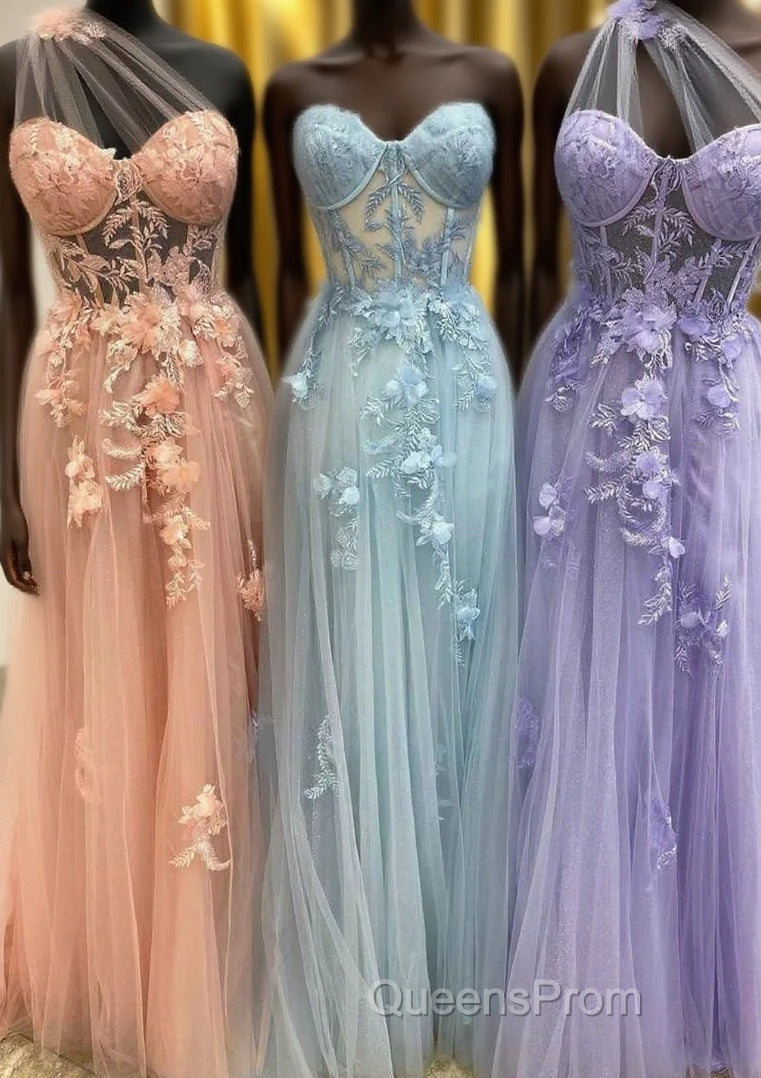 Fairy-Tale Appliques One-Shoulder A-Line Evening Prom Gown Main image