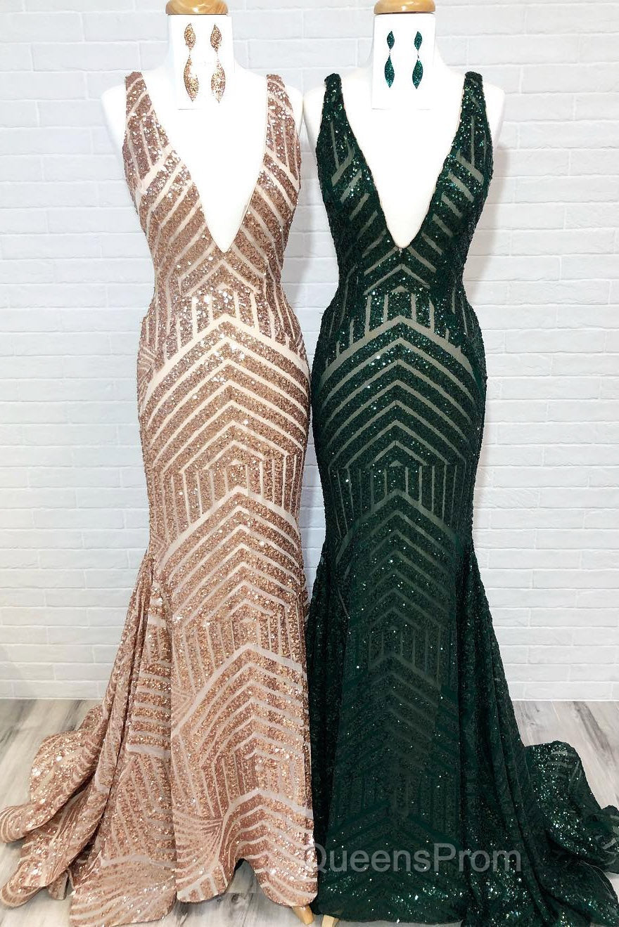 Sparkle Sequins V-Neck Mermaid Long Evening Prom Dress Secondary image
