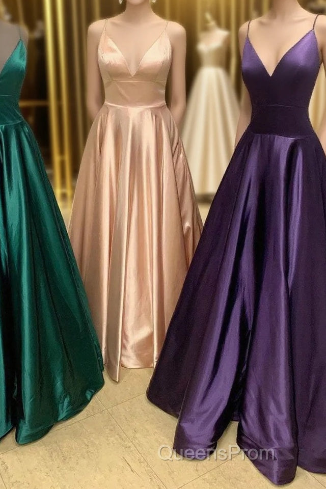 Simple A-Line Straps Satin Long Evening Prom Dress Main image