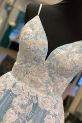 Elegant V Neck Lace-Up Back Pink Long Evening Prom Dress with Appliques