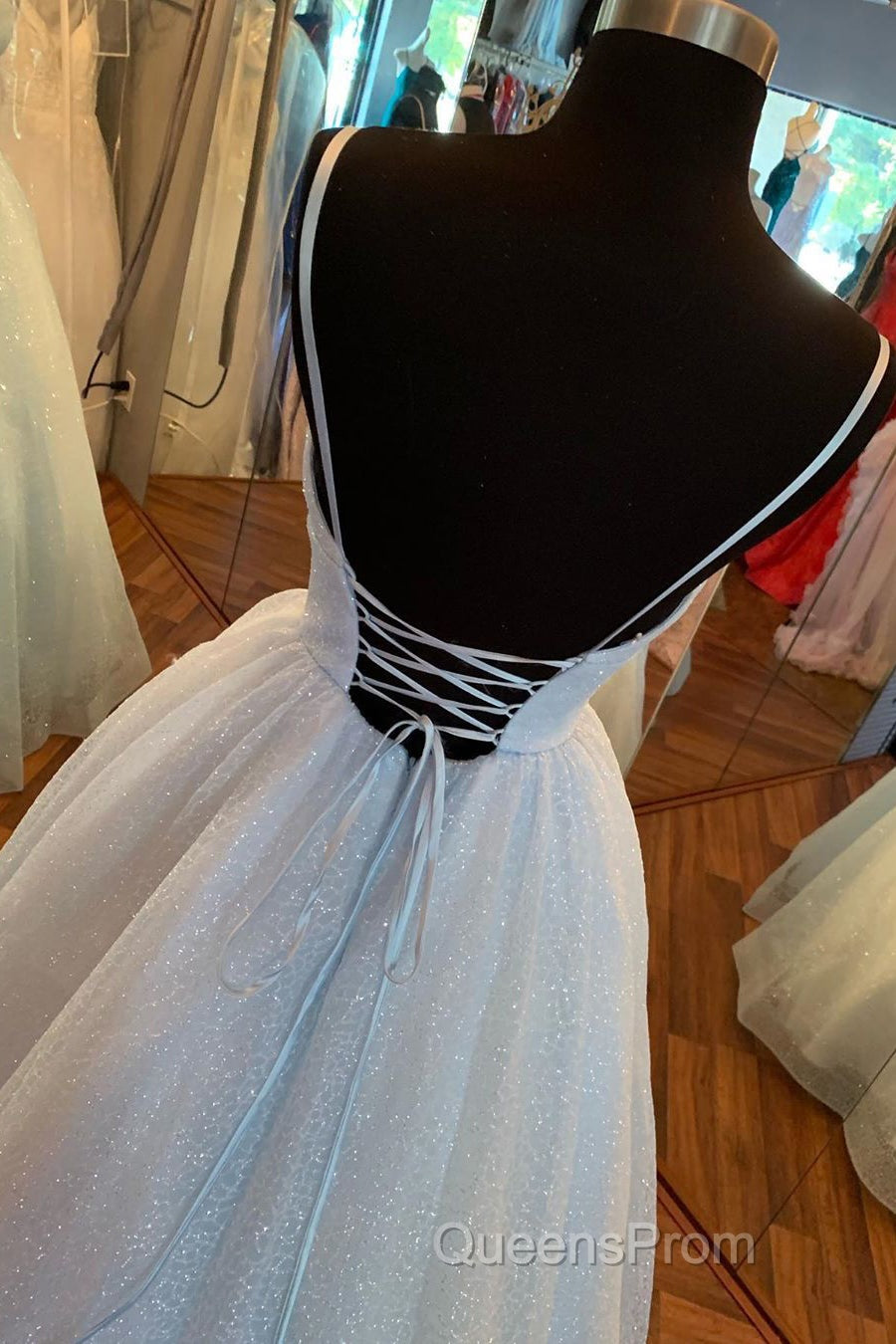 Elegant Straps Lace-Up Back Blush Long Evening Prom Dress