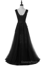 A-line Tulle Grey Long Evening Prom Dress
