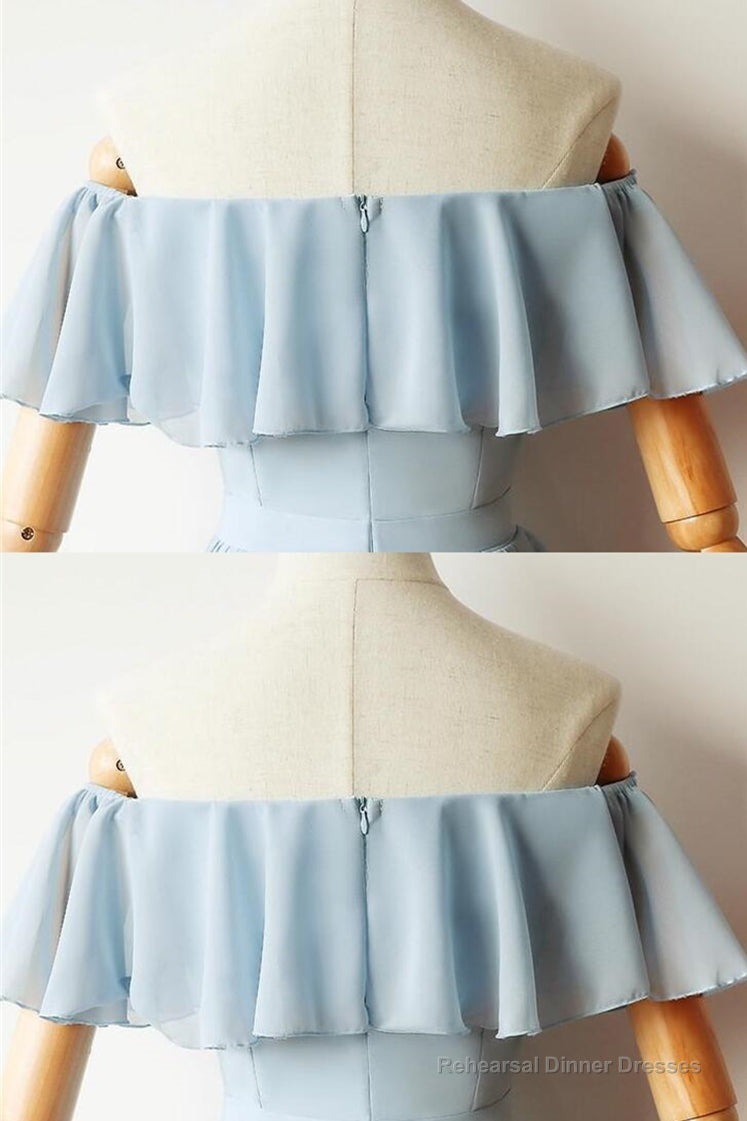 Cute Off the Shoulder Light Blue Short Dress Secondary image