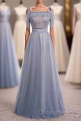 Elegant A-Line Dusty Blue Bridesmaid Dress