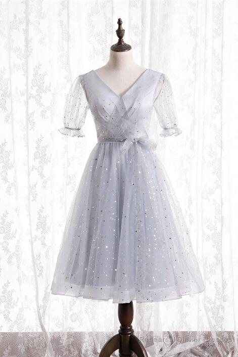 Short Sleeves Silver Short Pink Dress Main image