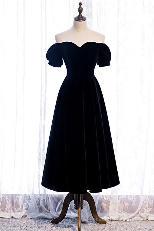Off the Shoulder Black Velvet Party Dress Secondary image