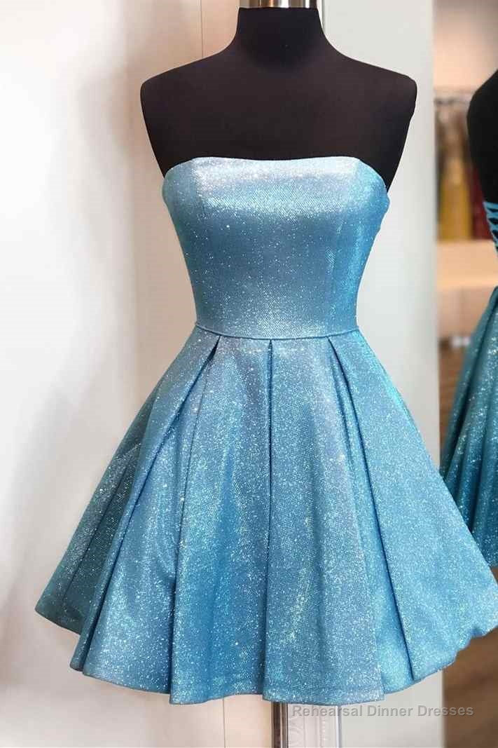 Strapless Blue A-line Short Homecoming Dress Main image