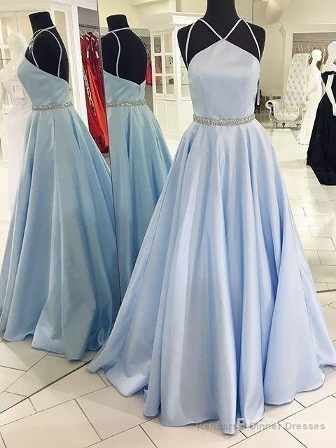pale light blue prom dress ball gown prom dress long prom dress Main image