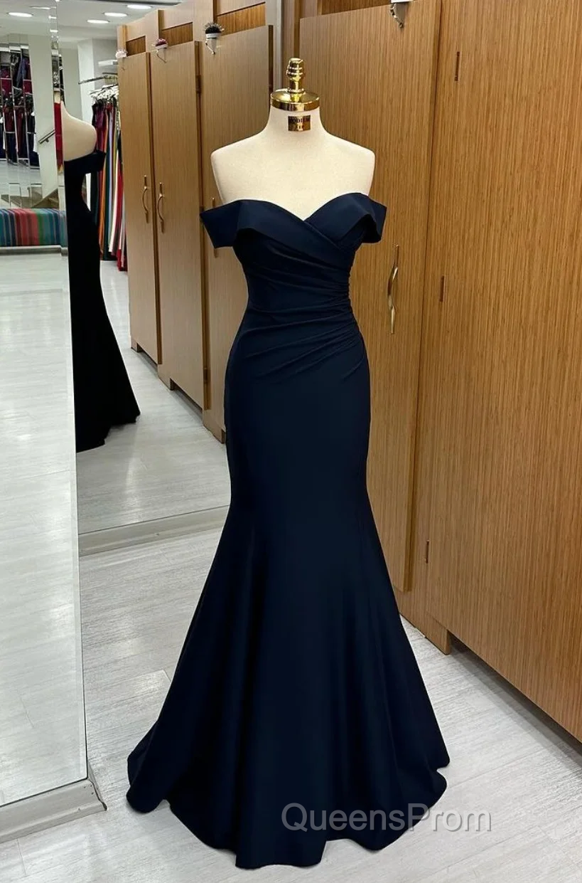 Long Navy Evening Prom Dress Mermaid Off-the-Shoulder Sweetheart Sleeveless Secondary image