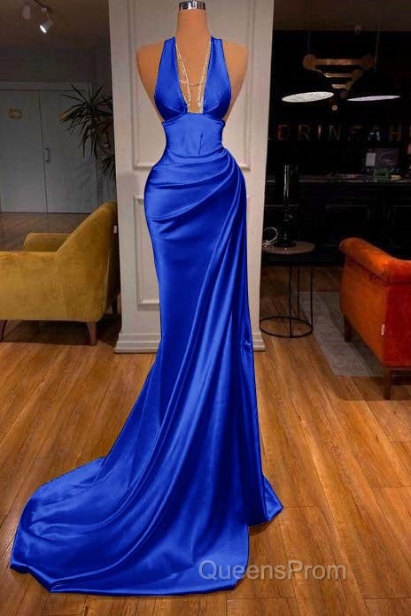 Halter V-Neck Mermaid Evening Prom Dress Elegant