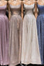 A-Line Sparkle Split Backless Evening Dress Long Evening Prom Dress With Pocket
