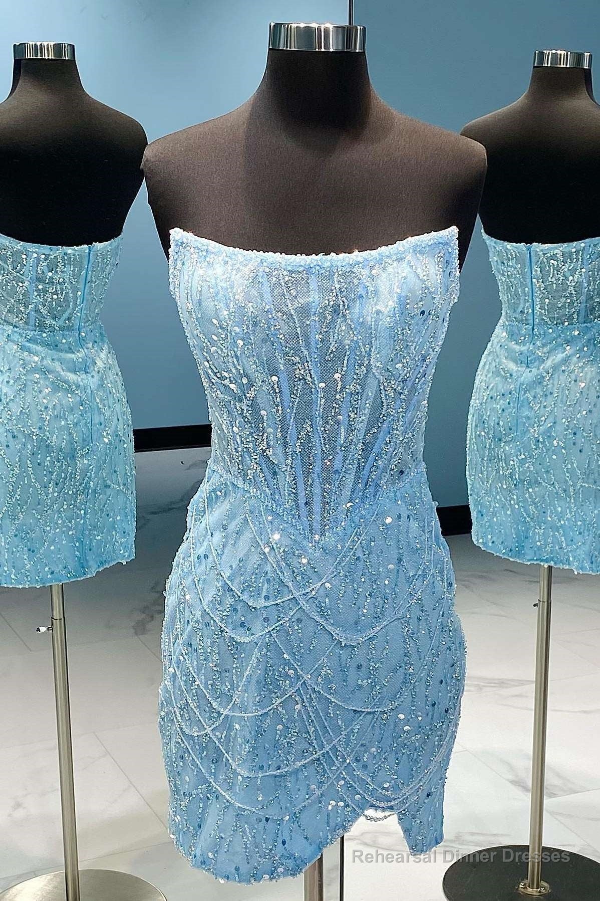 Light Blue Strapless Short Homecoming Dress Main image