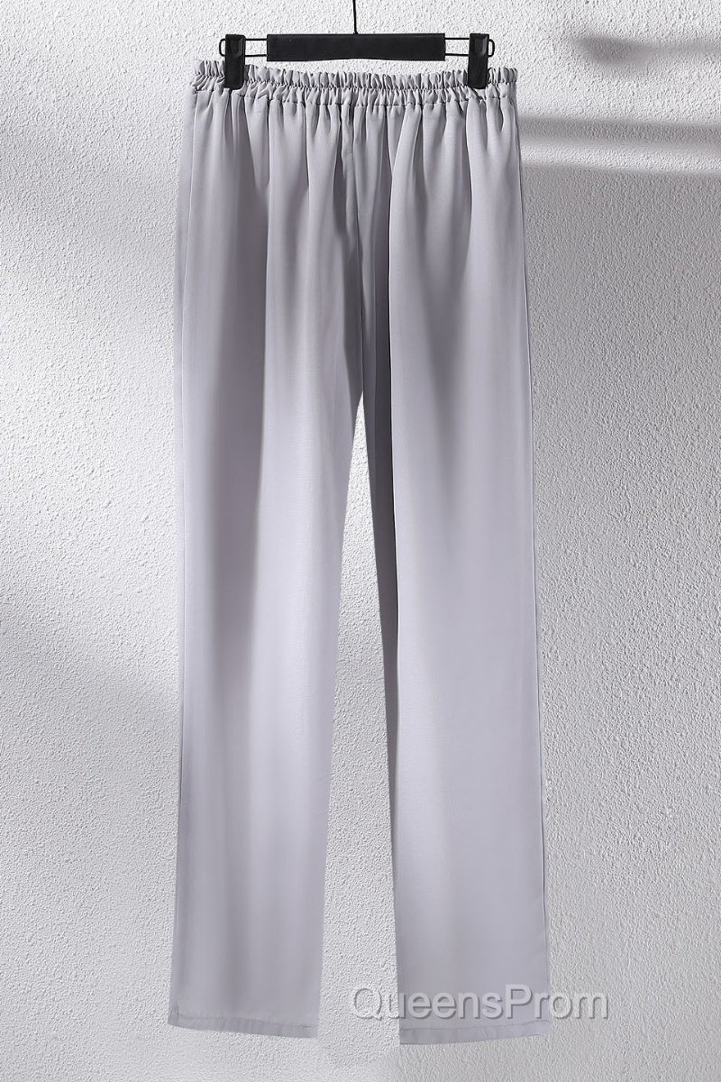 Three-Piece Grey Lace Mother of the Bride Pant Suits