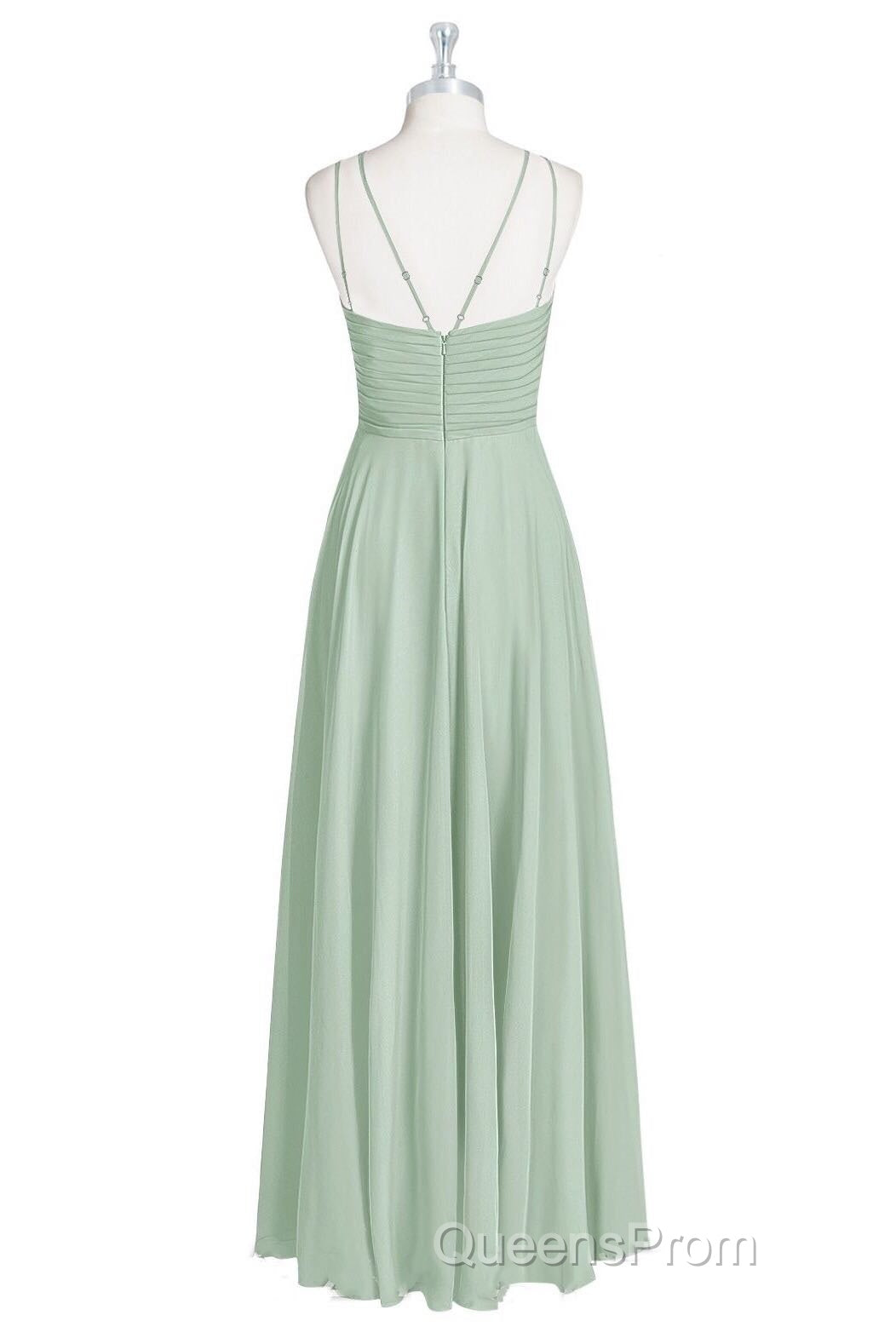 Sage Green Chiffon Halter A-Line Long Bridesmaid Dress Secondary image