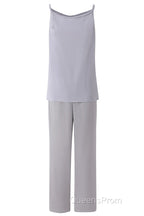 Three-Piece Grey Lace Mother of the Bride Pant Suits