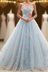 Charming Light Blue Tulle Sweetheart Ball Gown Court Train Wedding Dress