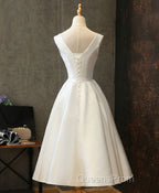 Simple V Neck White Short Evening Prom Dress, White Homecoming Dress