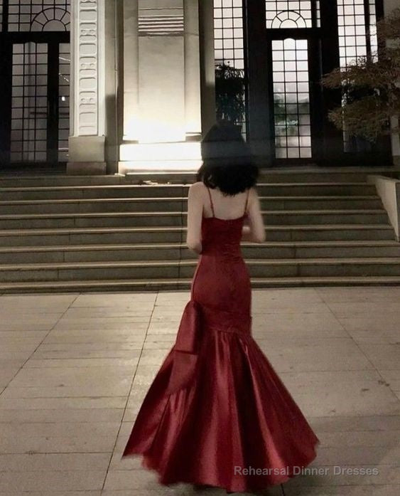 Stunning Mermaid Spaghetti Straps Long Wine Red Prom Dress Birthday Outfits Secondary image