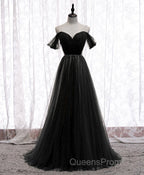 Simple Sweetheart Tulle Off Shoulder Long Evening Prom Dress, Tulle Formal Dress