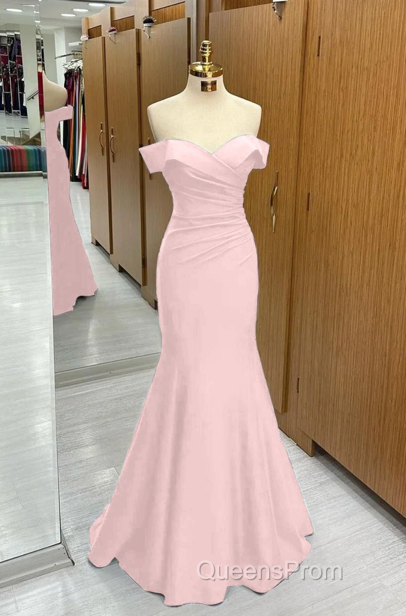 Long Navy Evening Prom Dress Mermaid Off-the-Shoulder Sweetheart Sleeveless