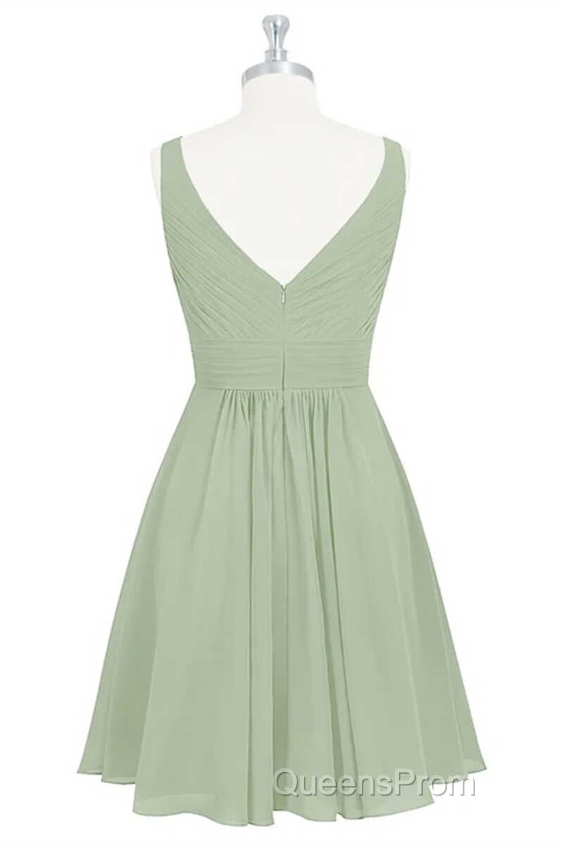 Sage Green Chiffon A-Line Short Bridesmaid Dress