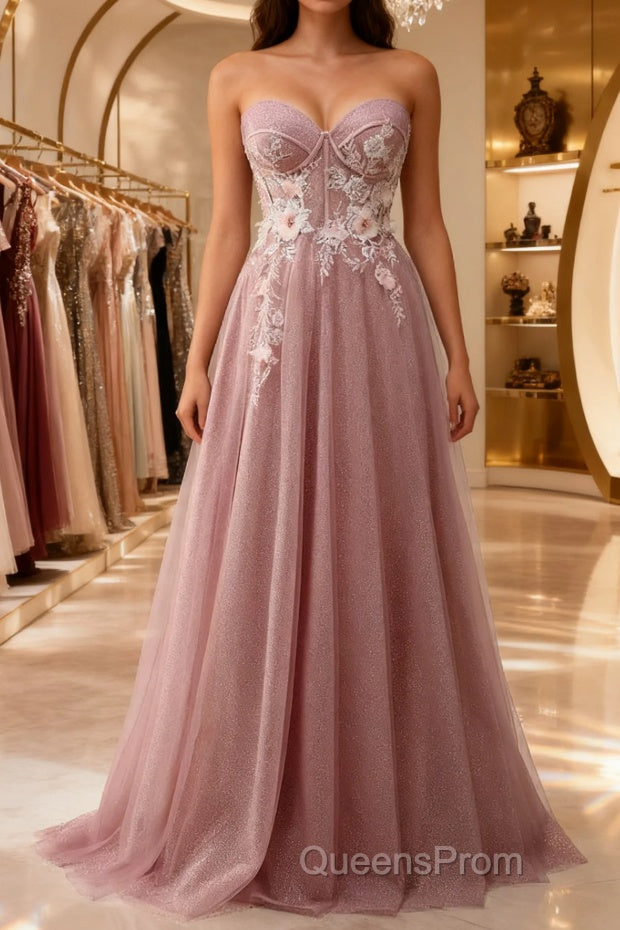 A-Line Sweetheart Neckline Long Evening Prom Dress With Appliques Main image
