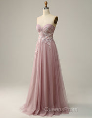 A-Line Sweetheart Neckline Long Evening Prom Dress With Appliques