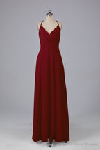 Backless Spaghetti Straps Lace Bridesmaid Dresses