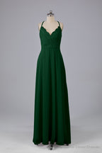 Backless Spaghetti Straps Lace Bridesmaid Dresses
