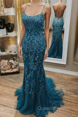 Mermaid Teal Lace Backless Mermaid Dark Teal Lace Long Evening Prom Dress Long Formal Evening Dress