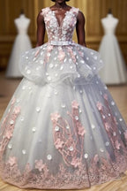 Gorgeous Ball Gown Sleeveless Appliques Long Evening Prom Dress Quinceanera Dress