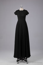 Beautiful A-Line Cap Sleeves Long Bridesmaid Dresses With Pockets