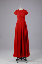Beautiful A-Line Cap Sleeves Long Bridesmaid Dresses With Pockets