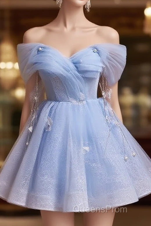 Blue Fairy Off the Shoulder Lace Short Homecoming Dress Main image
